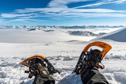 Fantastic snowshoe tour on the Hochgrat at the Nagelfluhkette in Allgau, Bavaria