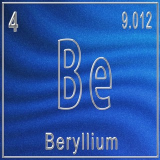 Beryllium chemical element, Sign with atomic number and atomic weight, Periodic Table Element