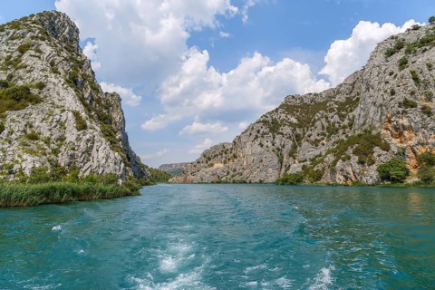 Rocks along the banks of the river in the national park Krka, Croatia, Europe