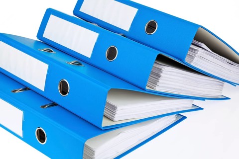 File folders with documents and papers. Storage of contracts. Austria