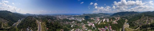 Aerial panorama view on Sochi city at summer, Russia, Europe