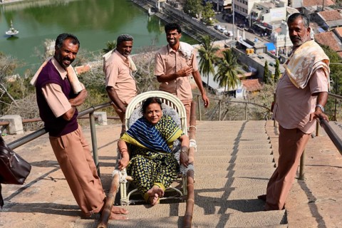 Transport to the Gomateshwara statue, Jaina-Asket, Jain temple on Vindyagiri Hill,