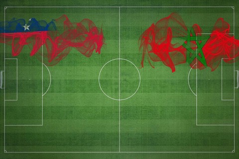 Samoa vs Morocco Soccer Match, national colors, national flags, soccer field, football game,