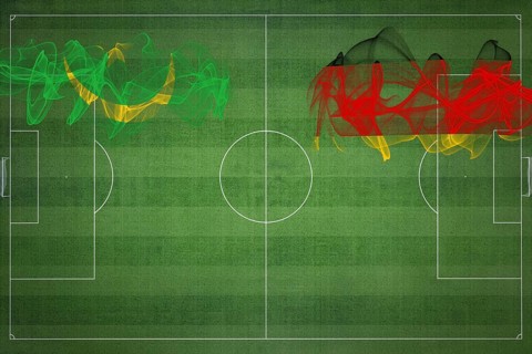 Mauritania vs Germany Soccer Match, national colors, national flags, soccer field, football game,