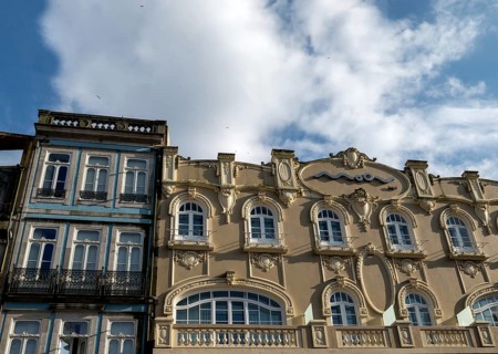 Classic house facades on Praça da Batalha square, Porto, Portugal, Europe