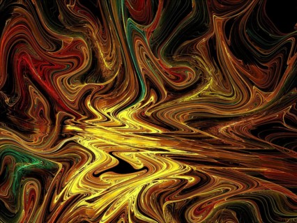 Modern golden wavy fractal background - digital marble. Abstract computer-generated image -