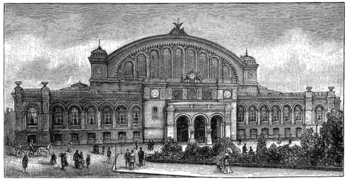 Historic illustration of Anhalter Bahnhof station, 19th century, Berlin, Germany, Europe, Anhalter