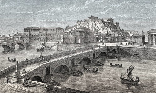 Reconstruction of the Capitoline Hill, Milvian Bridge Rome, Italy, Europe