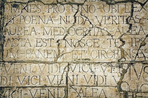 Background of Old Cracked Wall with Latin Inscriptions Nessebar, Bulgaria, Europe