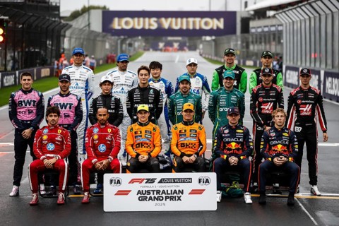 MELBOURNE, AUSTRALIA - MARCH 16: F1 drivers annual grid photo before the 2025 Australian Grand Prix