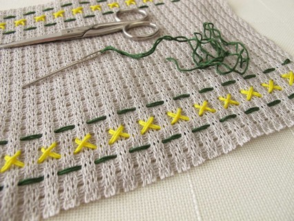 Embroidery pattern on canvas