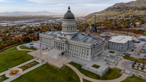Aerial view of the Utah State Capitol Building. Utah became the 45th state to the union on January