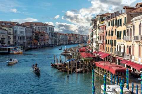 Canal Grande from Rialto Bridge in Venice, Italy, Europe