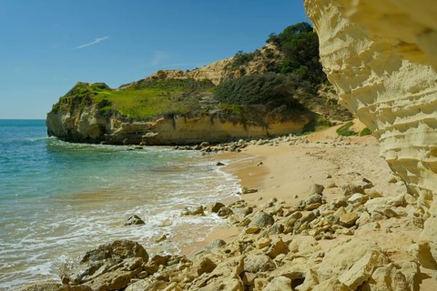 Rocky Algarve near Albufeira, Algarve, Atlantic, Atlantic Ocean, Sea, Rocks, Portugal, European