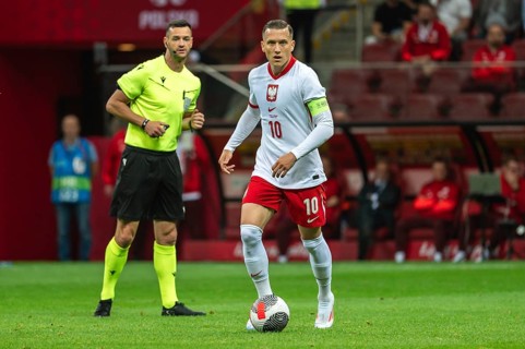WARSAW, POLAND - JUNE 7, 2024: Friendly soccer match Poland - Ukraine 3:1. In action Piotr
