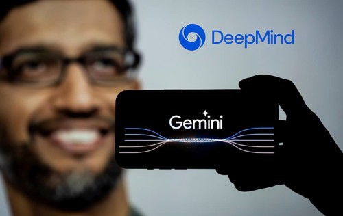 Guwahati, India. 8 December 2023. In this photo illustration a Gemini logo is displayed on a