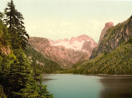 Gosausee and Dachstein, Austria, c. 1890, Historic, digitally restored reproduction from a 19th