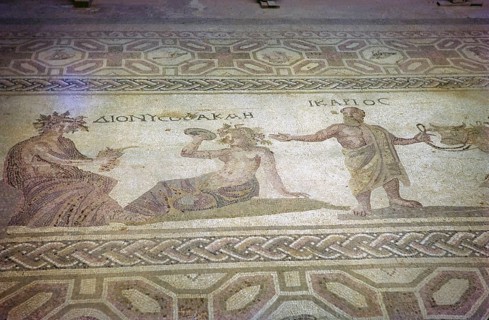 Ikarios and Dionysus Mosaic, House of Dionysus, Roman mosaics in Paphos Archaeological Park, Nea