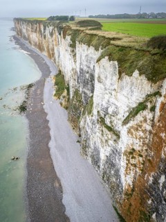 Aerial view of the Alabaster Coast in a light haze, Saint-Valery-en-Caux, Normandy, France, Europe