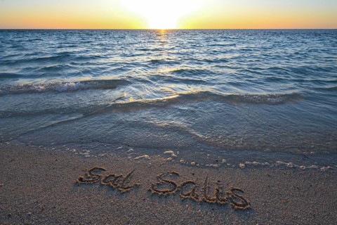 Sal Salis lettering in the sand, Cape Range National Park, Ningaloo Reef, near Exmouth, Western