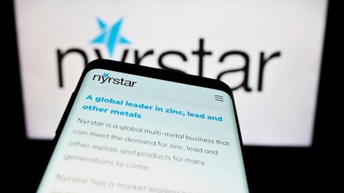 Stuttgart, Germany, 07-28-2023: Smartphone with website of Dutch mining company Nyrstar on screen