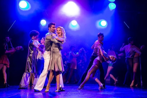 Tino Andrea Honegger and Julia Fechter starring as Tony Manero and Stephanie Mangano in the musical