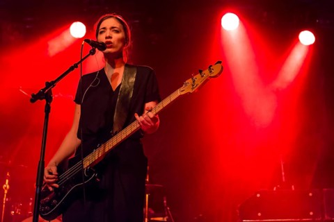 Bassist Betty Fischer from the Swiss indie rock band My Heart Belongs To Cecilia Winter performing