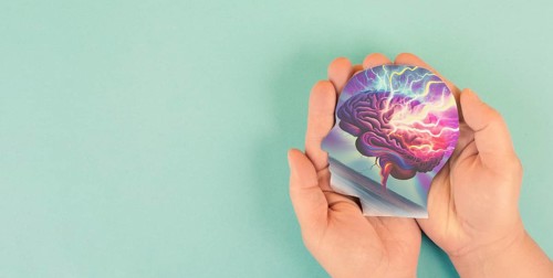 Stress and migraine seizure, alzheimer and epilepsy disorder, brain waves, mental health concept