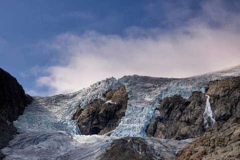 The Buarbreen glacier is a glacial arm from the Folgefonna glacier near the Norwegian town Odda