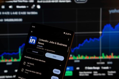 Dhaka, Bangladesh 08 March 2025: Linkedin jobs and business app installation screen on a smartphone