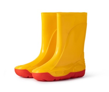 yellow rubber boots isolated on white background