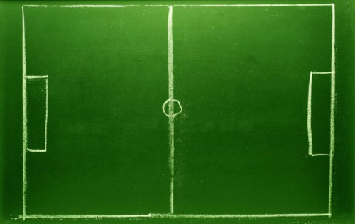 Soccer field on a chalkboard, soccer competition, sports background