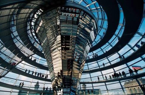 Norman Foster, Dome of Berlin Reichstag Building, Berlin, dome with mirror funnel, Berlin