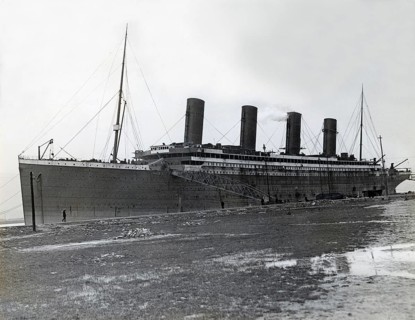 The Titanic. A British passenger liner operated by the White Star Line which sank in the North