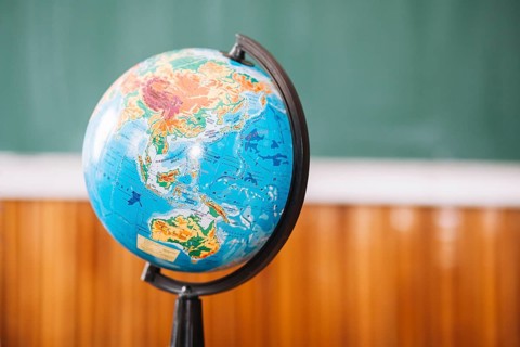 World globe classroom blurred background. Beautiful photo