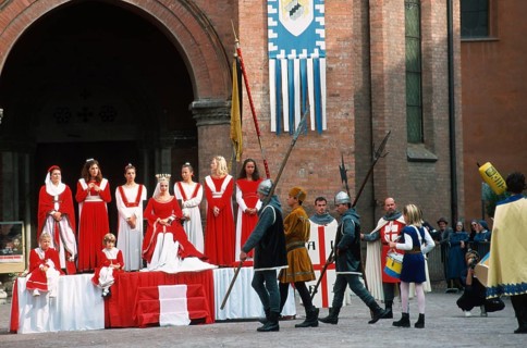 People in costumes, Palio parade, Alba, Piedmont, Italy, People in costumes, Palio parade, Alba,