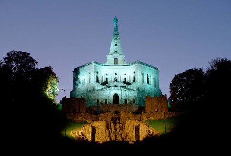 Statue of Hercules at night, Kassel, Hesse, Statue of Hercules at night, Kassel Wilhelmshöhe,