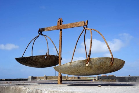 Scales, old scales, fish market, port of Ponta do Sol, fishing port, Boca de Pistola, Ponta do Sol,