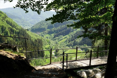 View from the Todtnau waterfall to the valley of the Stübenbach, high valley of Todtnauberg,