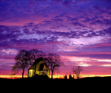 Sunset, Chapel Neuhausen Enzkreis Baden-Württemberg Germany