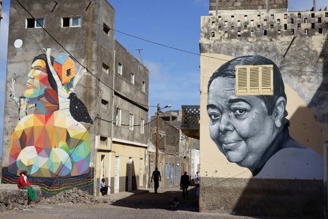Ribeira Grande, Graffiti by Cesaria Evora, Cidade de Ribeira Grande, Santo Antao Island, Cape Verde