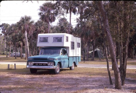 Camper, motor home, GMC, General Motors brand, 1950s, Florida or California, USA, North America