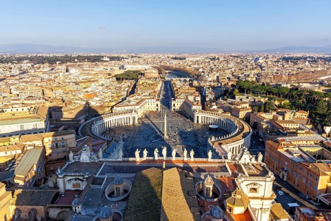 Rome St Peter's Square in the Vatican Skyline from above in Rome, Italy, Europe