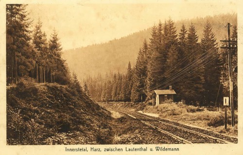 Historical postcard, picture postcard, Innerstetal, Harz, railway line between Lautenthal and