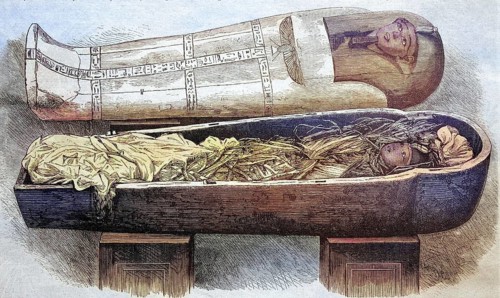 Mummy of the ancient Egyptian king Pharaoh Amenophis I, reigned from 1525 to about 1504 B.C.,
