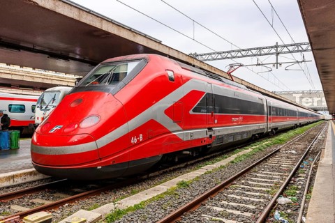 Frecciarossa high-speed train from Trenitalia at Roma Termini station in Rome, Italy, Europe