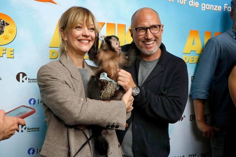 Heike Makatsch and Benno Fürmann at the Berlin premiere of AKIKO - DER FLIEGENDE AFFE at the
