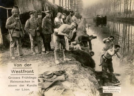 From the Western Front Big spring cleaning in one of the canals off Laon, 1914 - 1918, World War I,