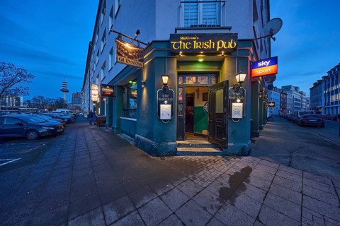 Irish Pub, MacGowan's The Irish Pub, residential and commercial building, parking boxes,
