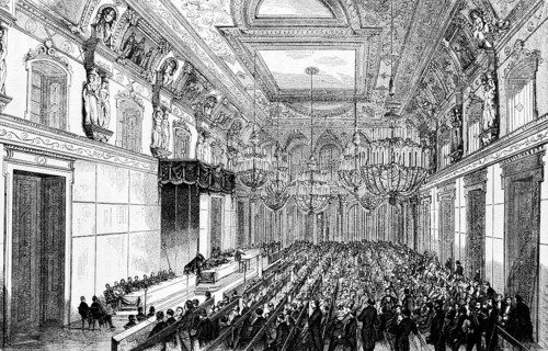 Session of the United Parliament in the White Hall of the Royal Palace in Berlin, splendour,